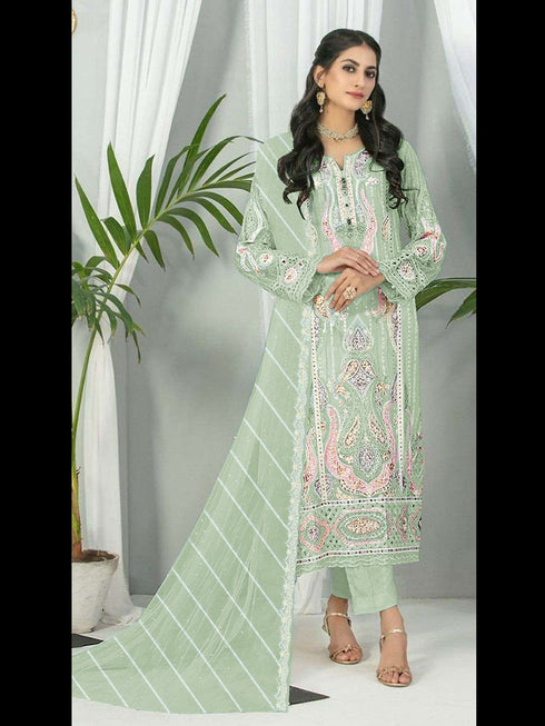 Green Georgette Pant Suit 189536