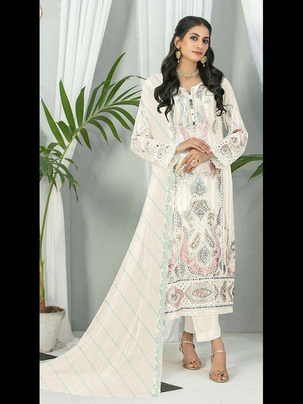 White Georgette Pant Suit 189539