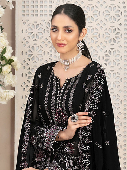 Black Georgette Pant Suit 189572 Closure View