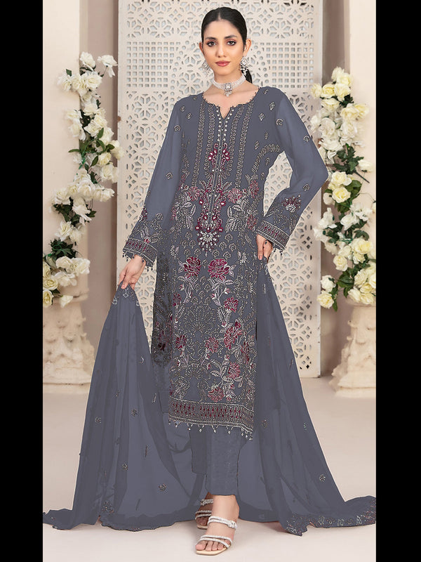 Grey Georgette Pant Suit 189576