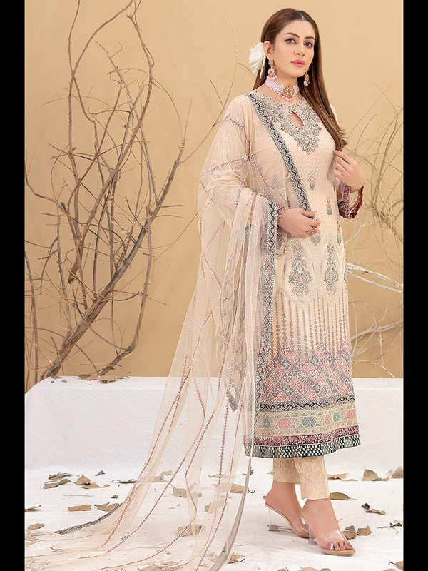 Cream Georgette Pant Suit 189578