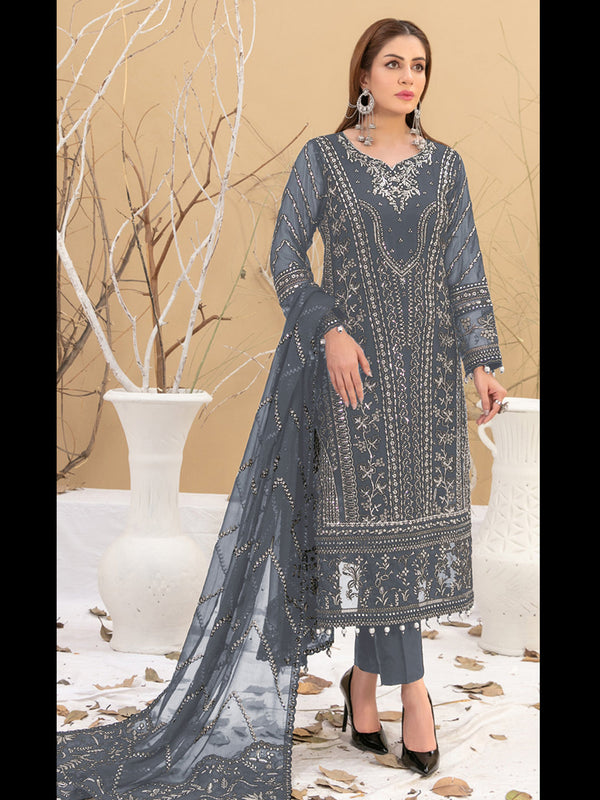 Grey Georgette Pant Suit 189586