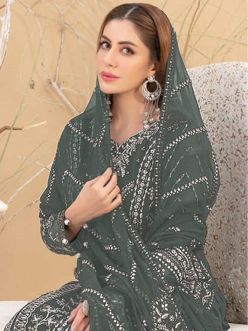 Mahendi Georgette Pant Suit 189588 Closure View