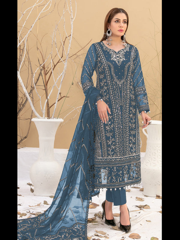 Blue Georgette Pant Suit 189589