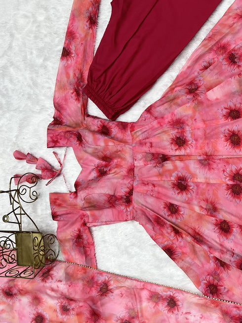 Pink Pure Soft Organza Anarkali Dress 189676 Salwar Kameez