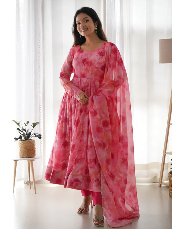 Pink Pure Soft Organza Anarkali Dress 189676