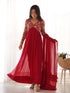Red Pure Soft Georgette Anarkali Dress 189682 Back View