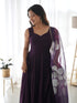 Wine Pure Soft Georgette Anarkali Dress 189684 Closure View