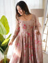 Peach Pure Organza Silk Anarkali Dress 189686 Closure View