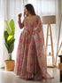 Peach Pure Organza Silk Anarkali Dress 189686