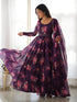 Wine Pure Organza Silk Anarkali Dress 189688 Back View