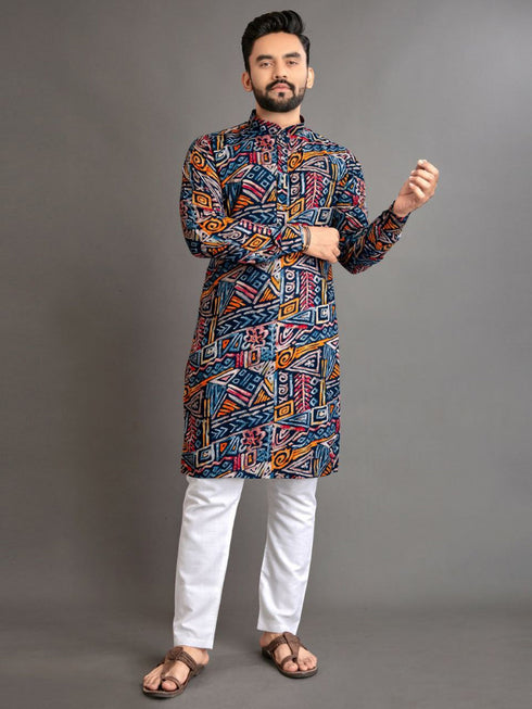 Multi Color Kurta Premium Soft Cotton Payjama Closure View