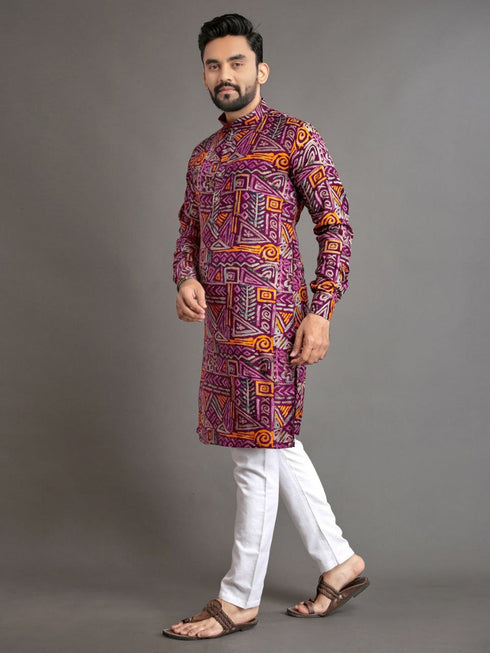 Multi Color Kurta Premium Soft Cotton Payjama Closure View