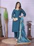 Blue Pure Viscose Muslin Pant Suit 189871 Closure View