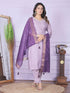 Purple Pure Viscose Muslin Pant Suit 189872 Closure View