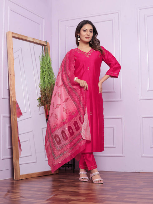 Rani Viscose Denting Pant Suit 189874 Closure View