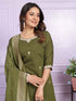 Mehndi Green Viscose Silk Pant Suit 189876 Back View