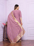 Pastel Purple Viscose Silk Pant Suit 189877 Closure View