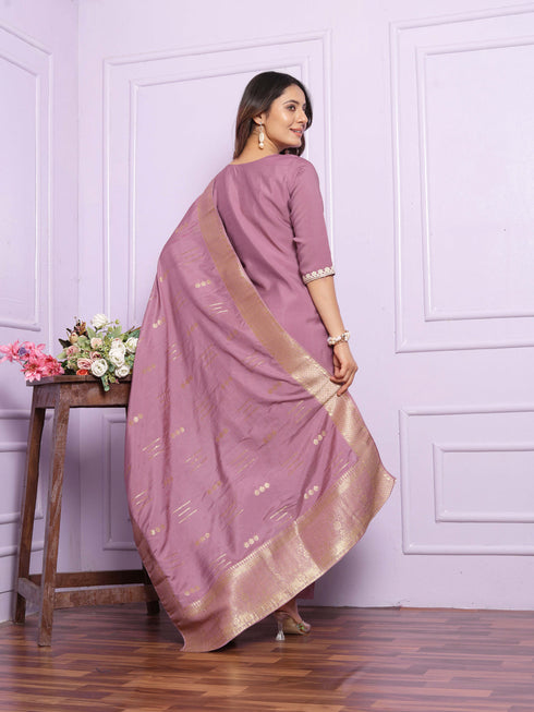 Pastel Purple Viscose Silk Pant Suit 189877 Salwar Kameez