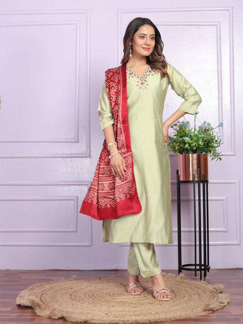 Pista Soft Morni Silk Pant Suit 189878 Closure View