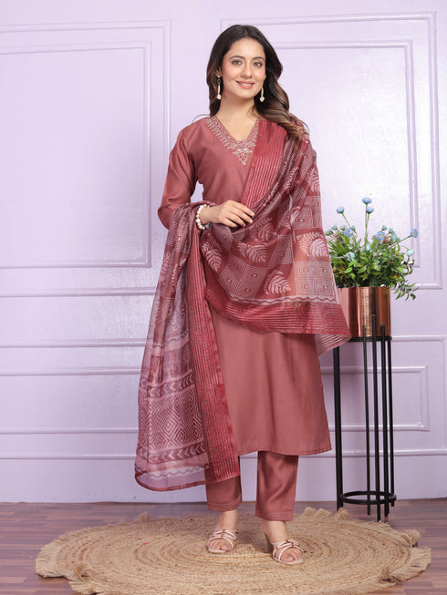 Green Russian Silk Pant Suit 189880 Salwar Kameez