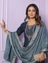 Blue Rusian Silk Pant Suit 189883 Back View