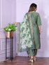 Green Rusian Silk Pant Suit 189884 Closure View