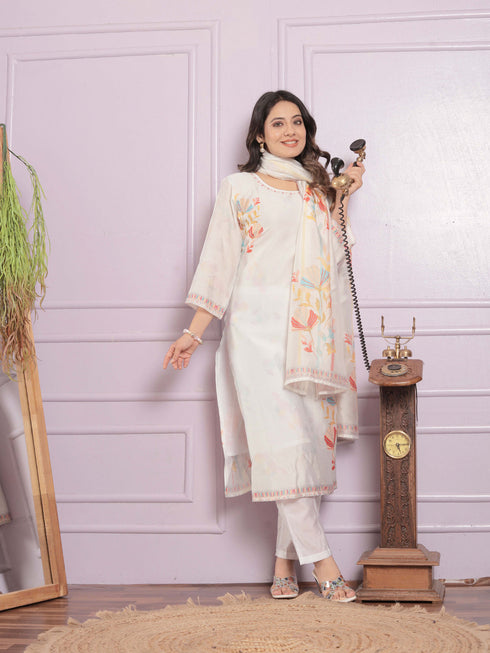 Whiteprinted Modal Silk Pant Suit 189890 Closure View