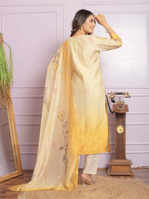 Yellowprinted Modal Silk Pant Suit 189891 Salwar Kameez