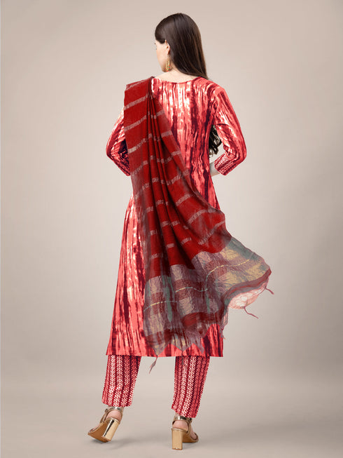Red Heavy Rayon Print Pant Suit 189944 Salwar Kameez