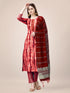 Red Heavy Rayon Print Pant Suit 189944