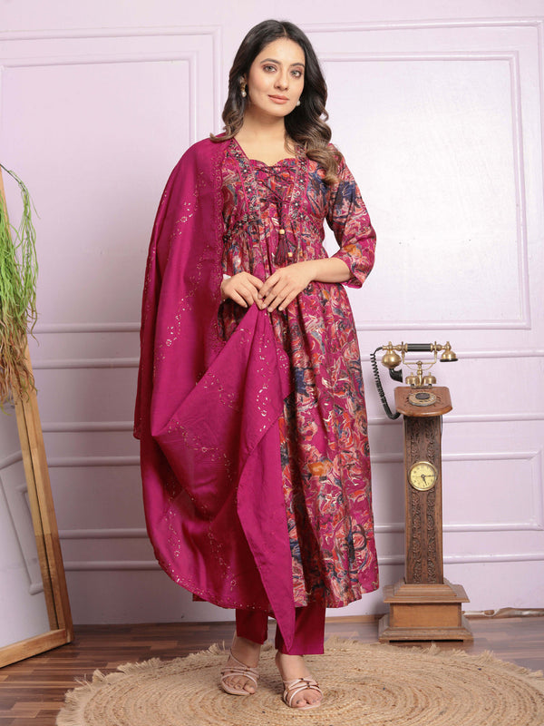 Maroon Modal Silk Pant Suit 189945