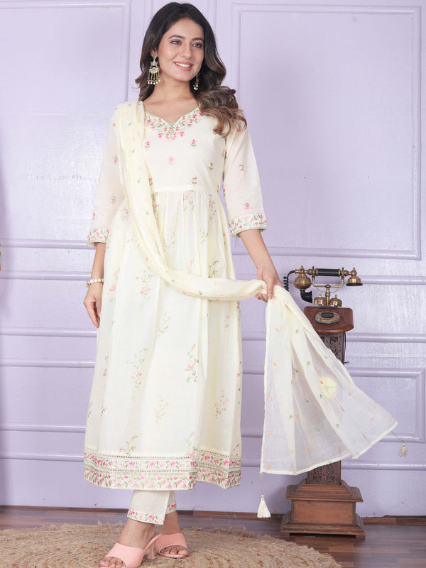 White Cambric Cotton Pant Suit 189947