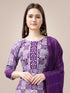 Purple Heavy Rayon Print Pant Suit 189948 Closure View