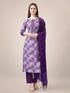 Purple Heavy Rayon Print Pant Suit 189948