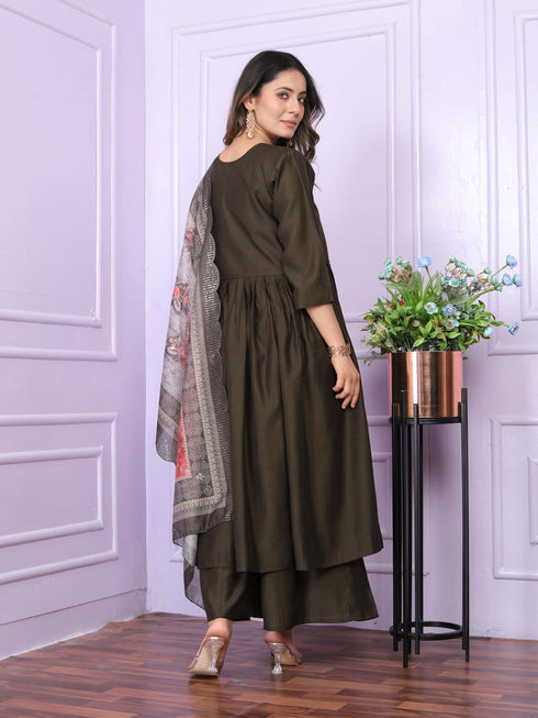 Mehendi Green Viscose Slub Pant Suit 189949 Closure View