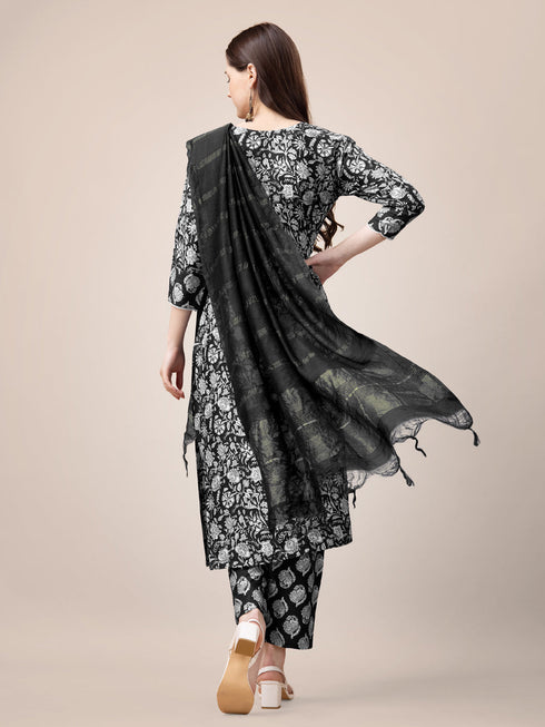 Black Heavy Rayon Print Pant Suit 189949 Salwar Kameez