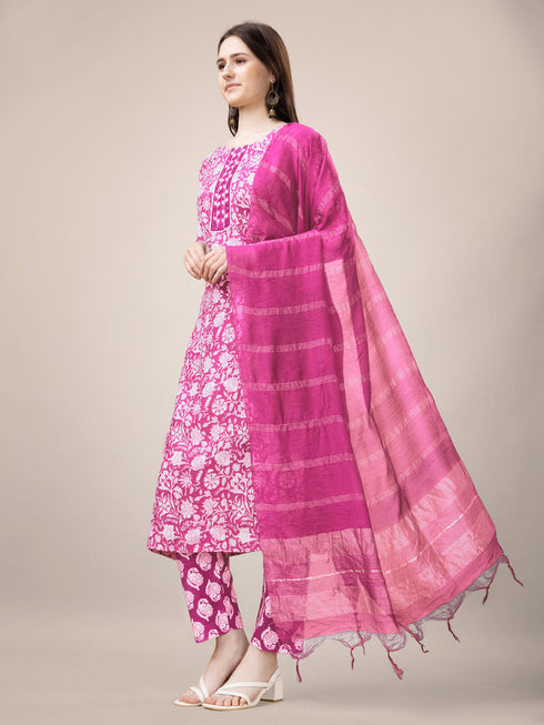 Pink Heavy Rayon Print Pant Suit 189951 Back View