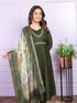 Mehendi Green Viscose Slub Pant Suit 189952 Salwar Kameez
