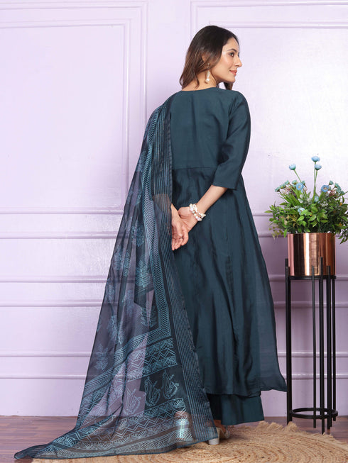 Blue Russian Silk Pant Suit 189953 Back View