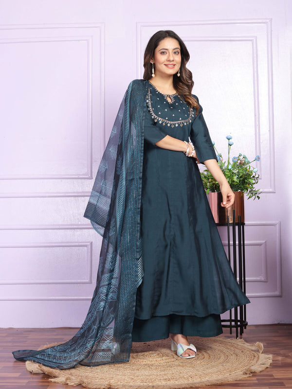 Blue Russian Silk Pant Suit 189953