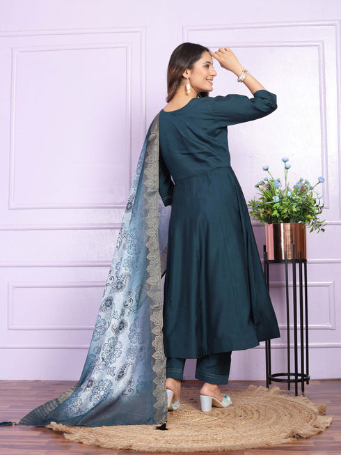 Blue Russian Silk Pant Suit 189955 Back View
