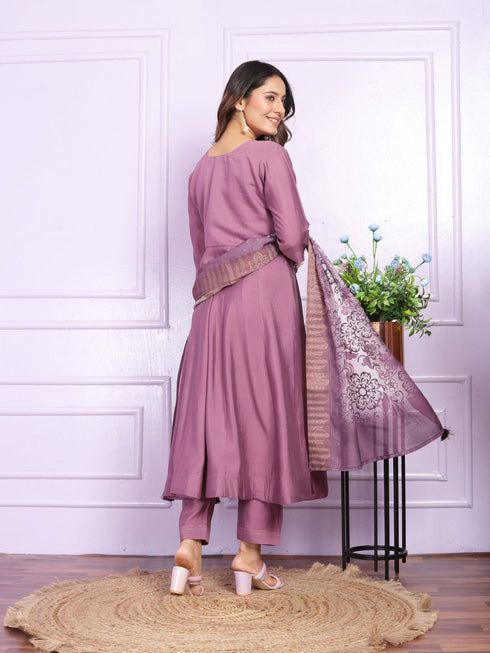 Purple Russian Silk Pant Suit 189956 Back View