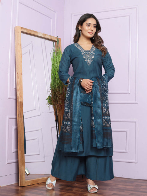 Blue Russian Silk Pant Suit 189957