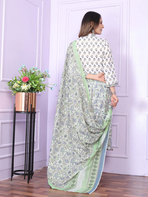 White Slub Cotton Pant Suit 189958 Back View