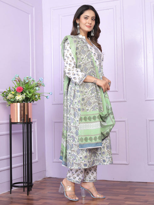 White Slub Cotton Pant Suit 189958