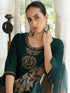 Green Cotton Silk Pant Suit 190043 Closure View