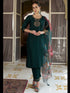 Green Cotton Silk Pant Suit 190043