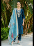 Blue Viscos Roman Silk Pant Suit 190051 Back View