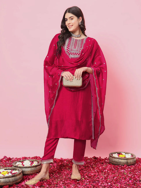 Pink Silk Blend Pant Suit 190066